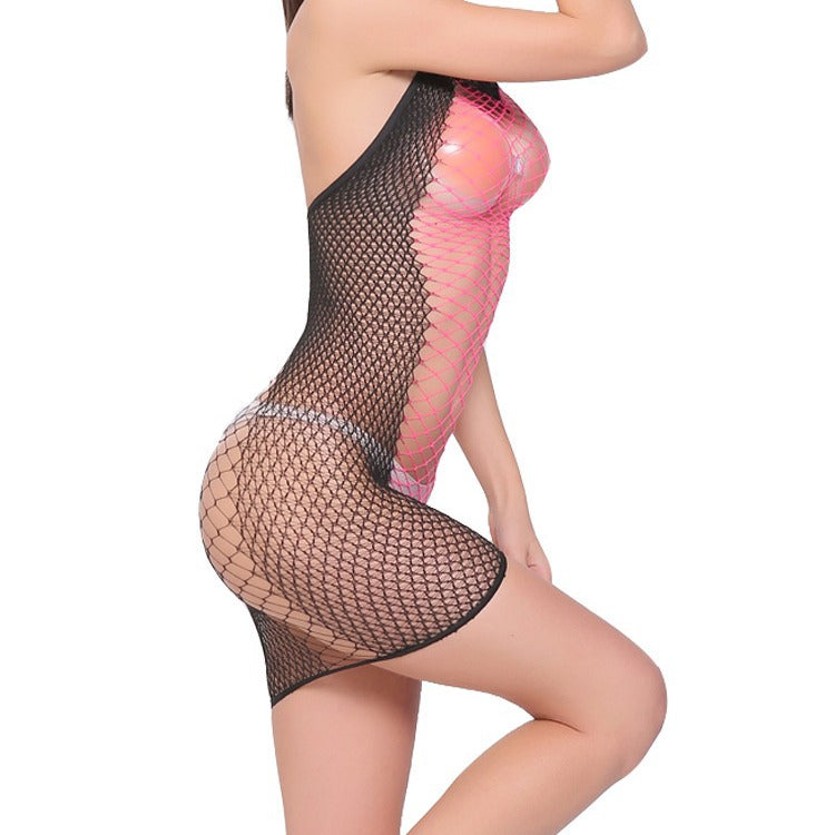 Colorblock sexy net nightdress