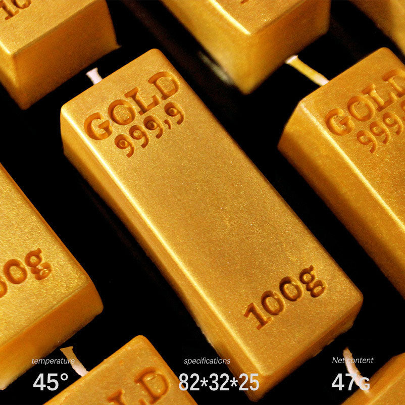 Simulated gold bar low temperature candle