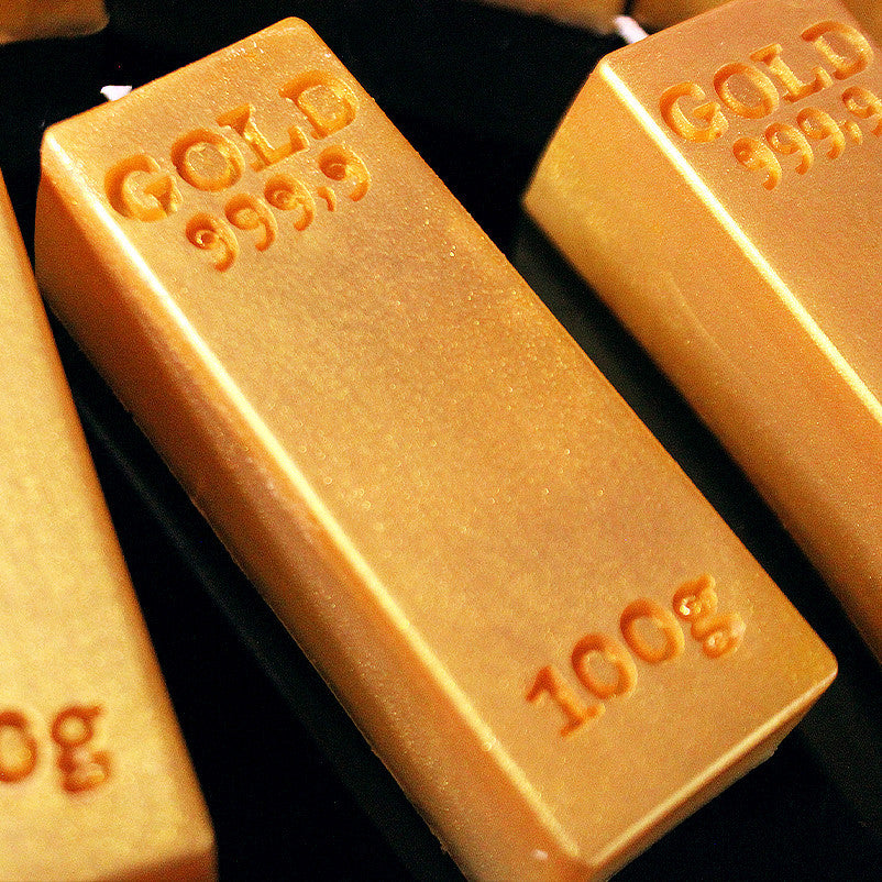 Simulated gold bar low temperature candle