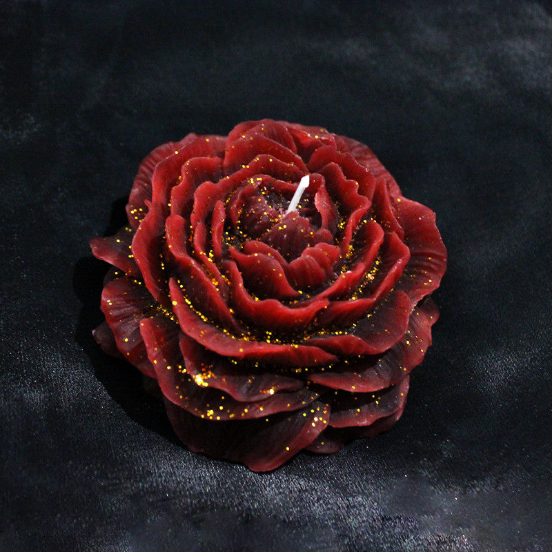 Gold powder peony low temperature candle