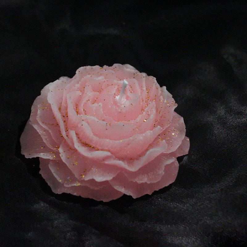 Gold powder peony low temperature candle