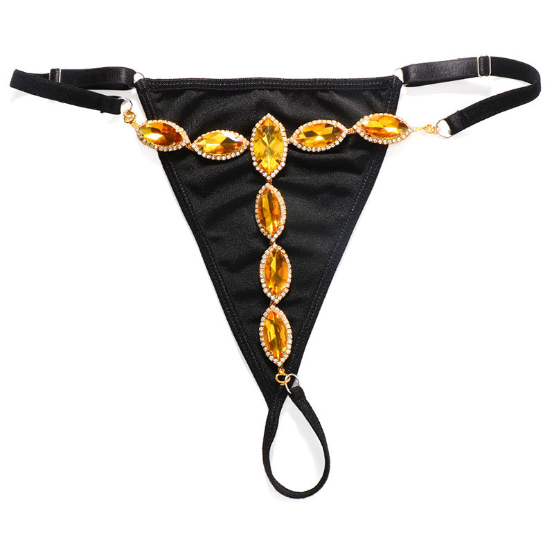 Rhinestone panties bikini body chain