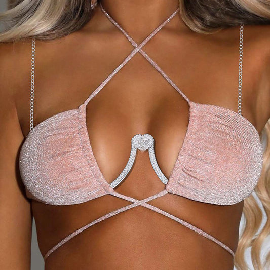 Rhinestone Heart Body Chain