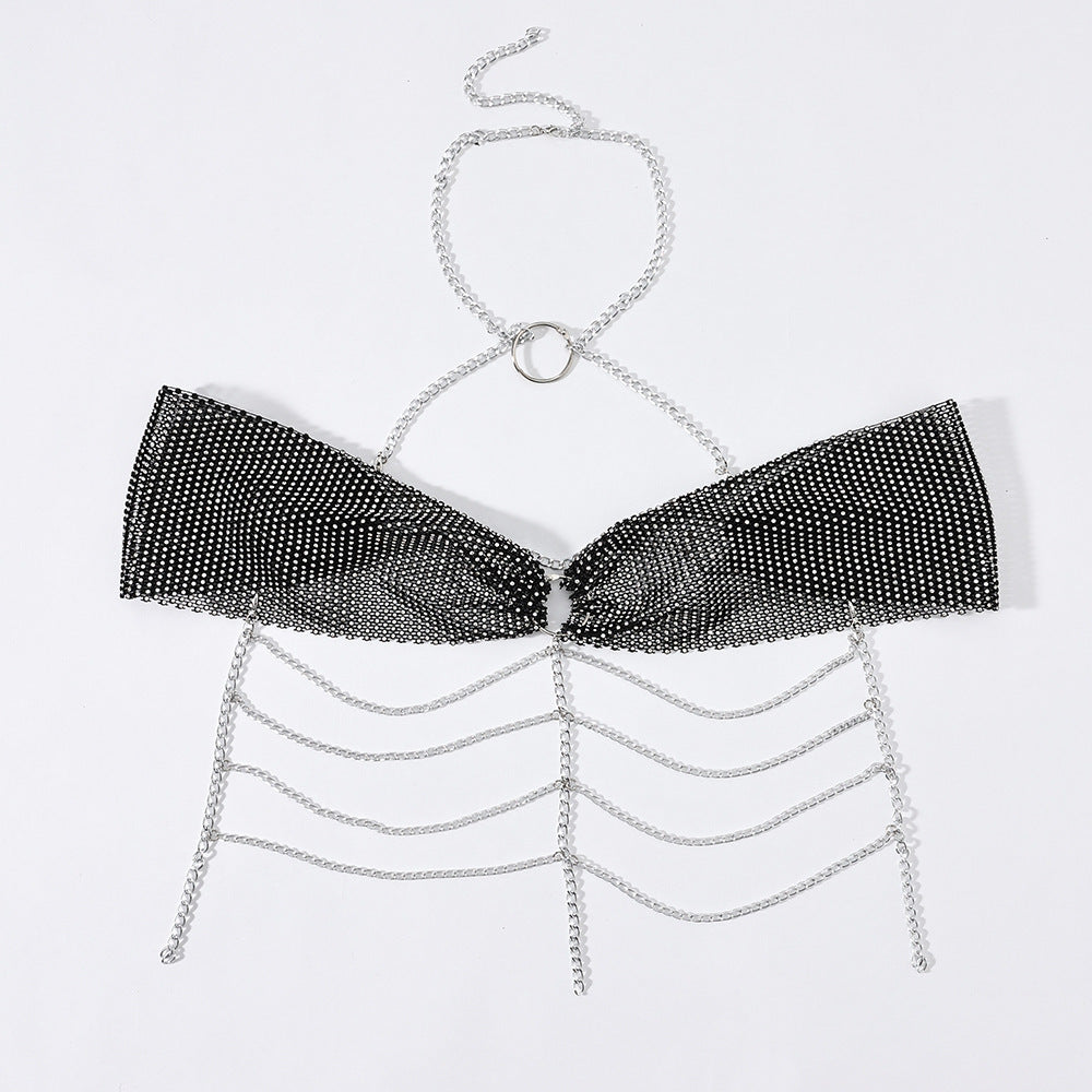 Fishnet rhinestone sexy halter top