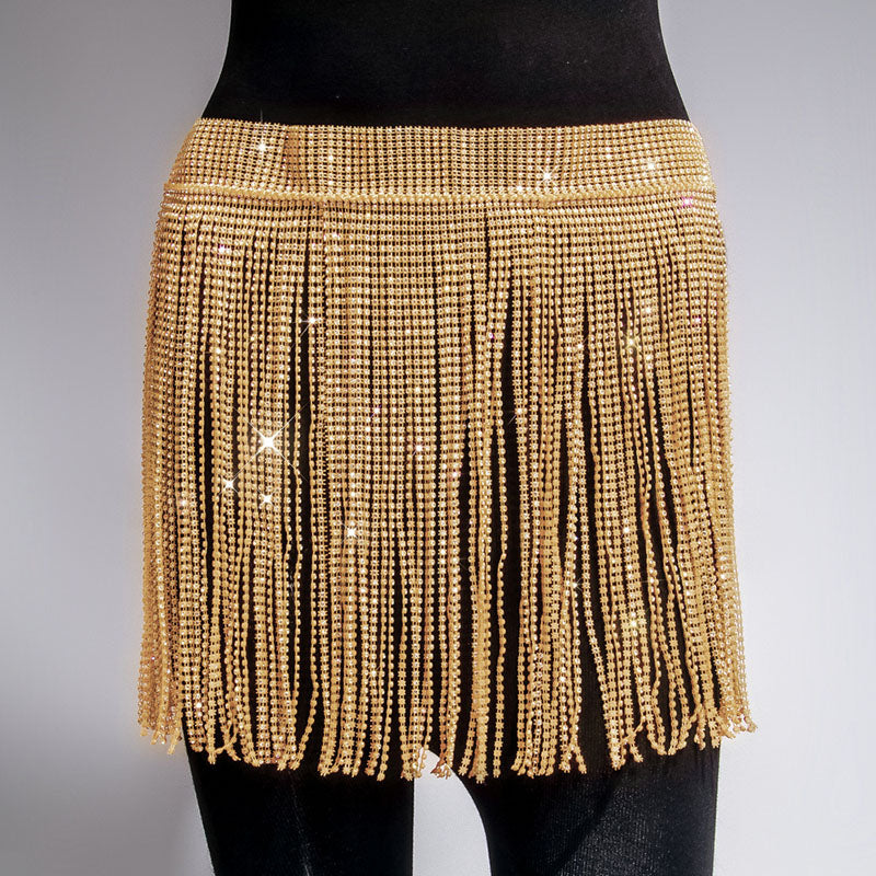 Bandeau sequined vest with tassel skirt