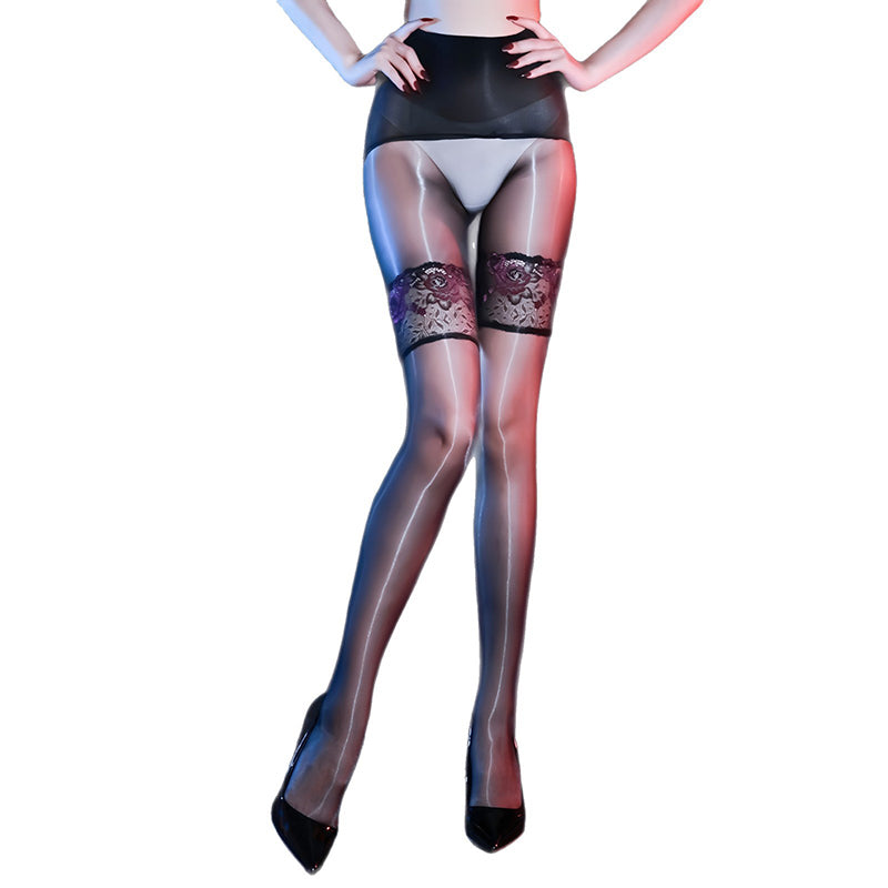 Two-color lace stockings