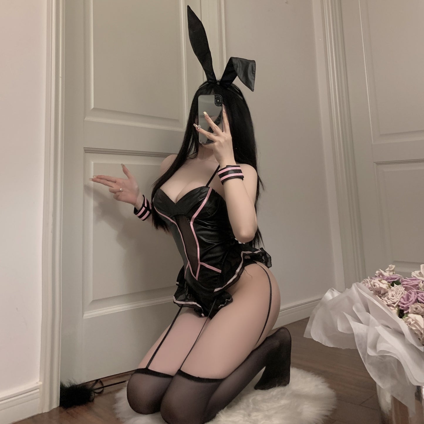 Bunny Girl Dark Patent Leather Jumpsuit