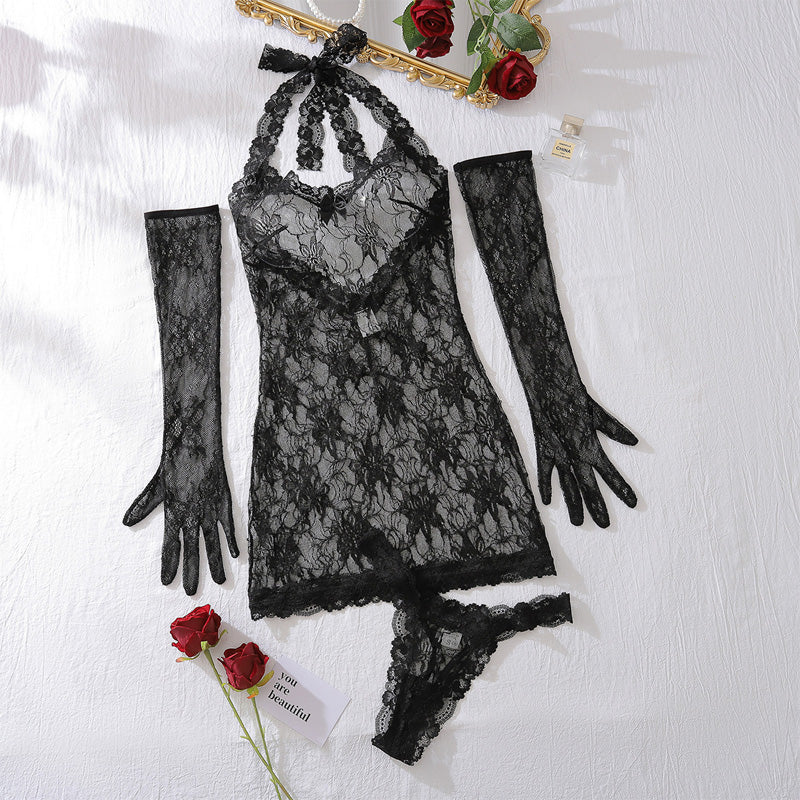 New see-through jacquard lace suit
