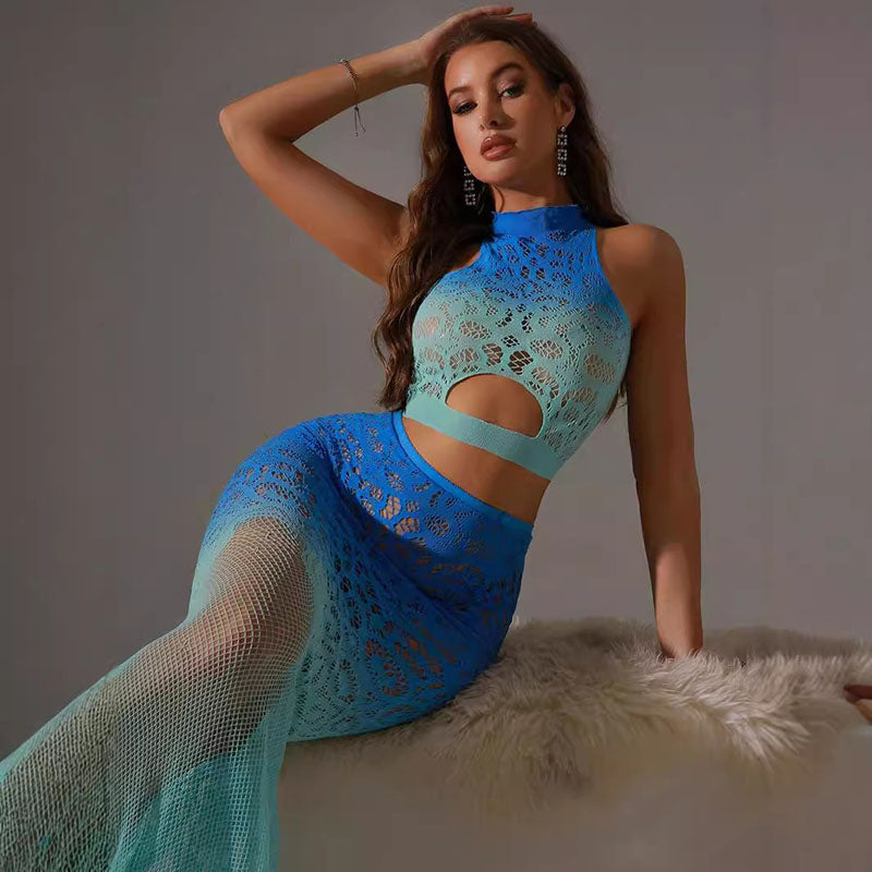 Sexy gradient mesh jumpsuit