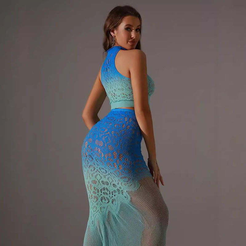 Sexy gradient mesh jumpsuit