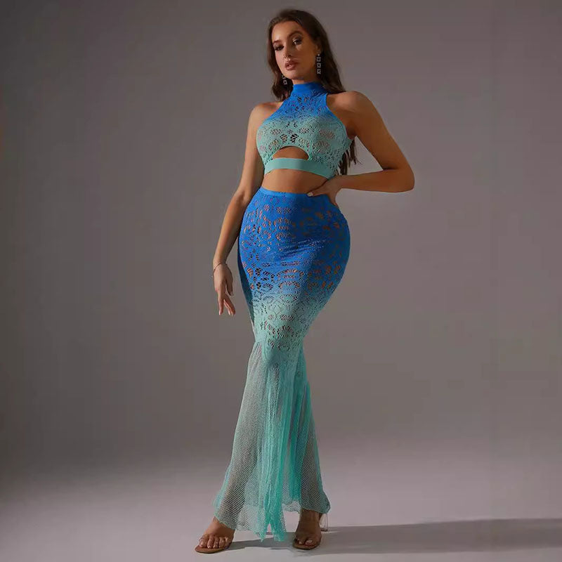 Sexy gradient mesh jumpsuit