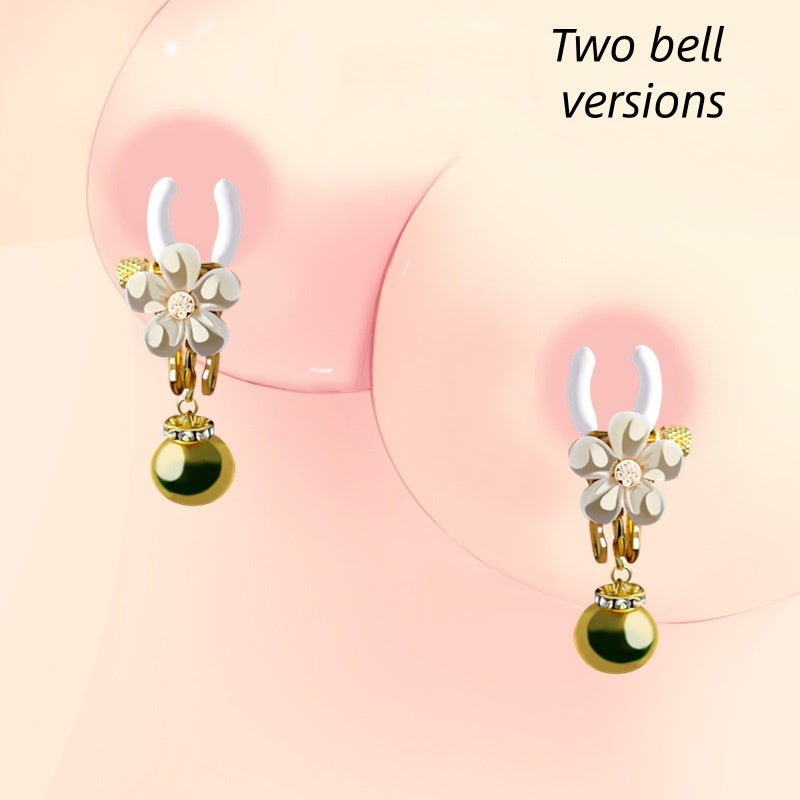 BDSM bell pearl flower-shaped nipple clip