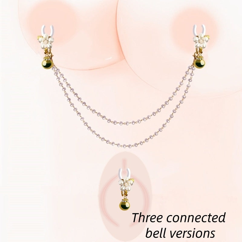 BDSM bell pearl flower-shaped nipple clip