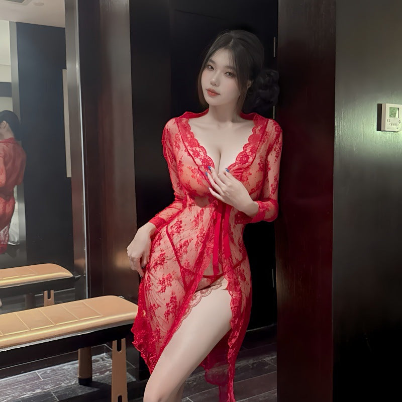 Lace tulle see-through pajamas