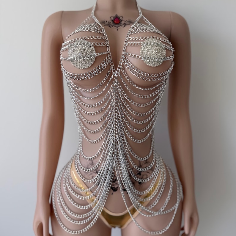 Multi-layered tassel bikini chain