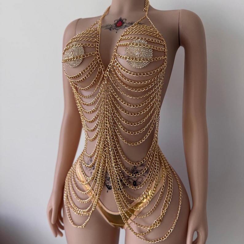 Multi-layered tassel bikini chain