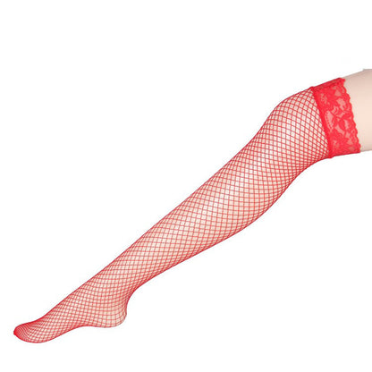 Long lace fishnet stockings with small medium eyes