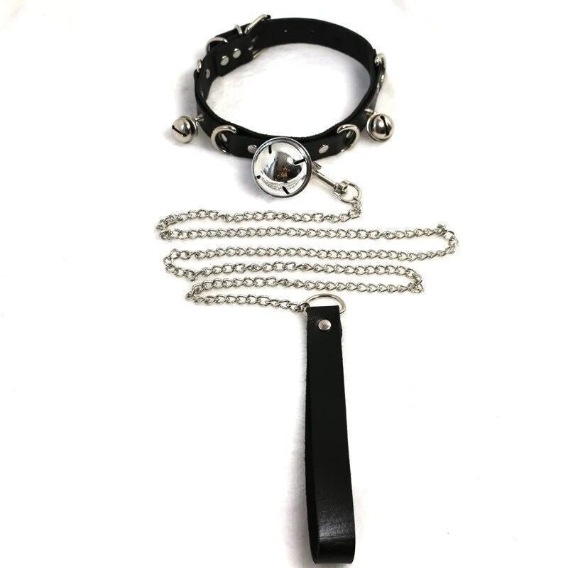 Collar with bell and chain leash