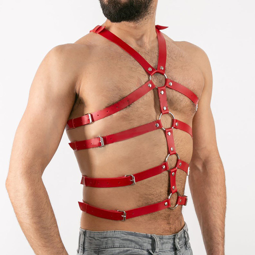 Men's leather chest belt