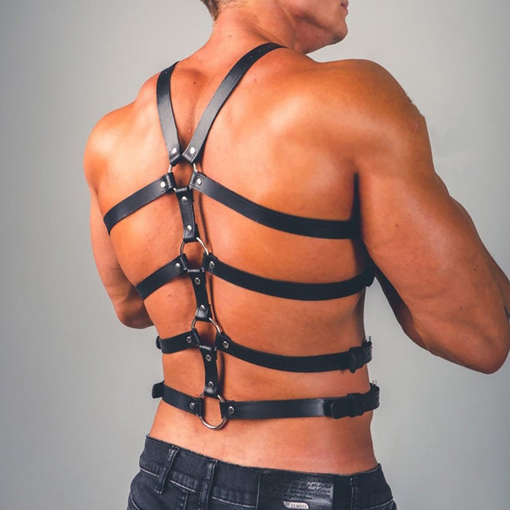 Men's leather chest belt