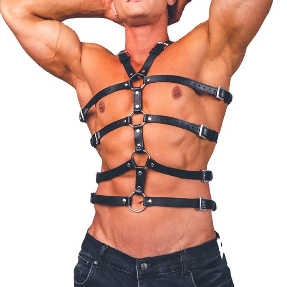 Men's leather chest belt