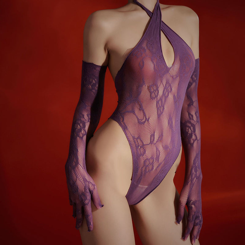 Sexy lace hollow body-shaping bodysuit
