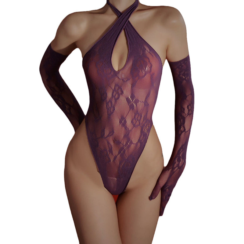 Sexy lace hollow body-shaping bodysuit