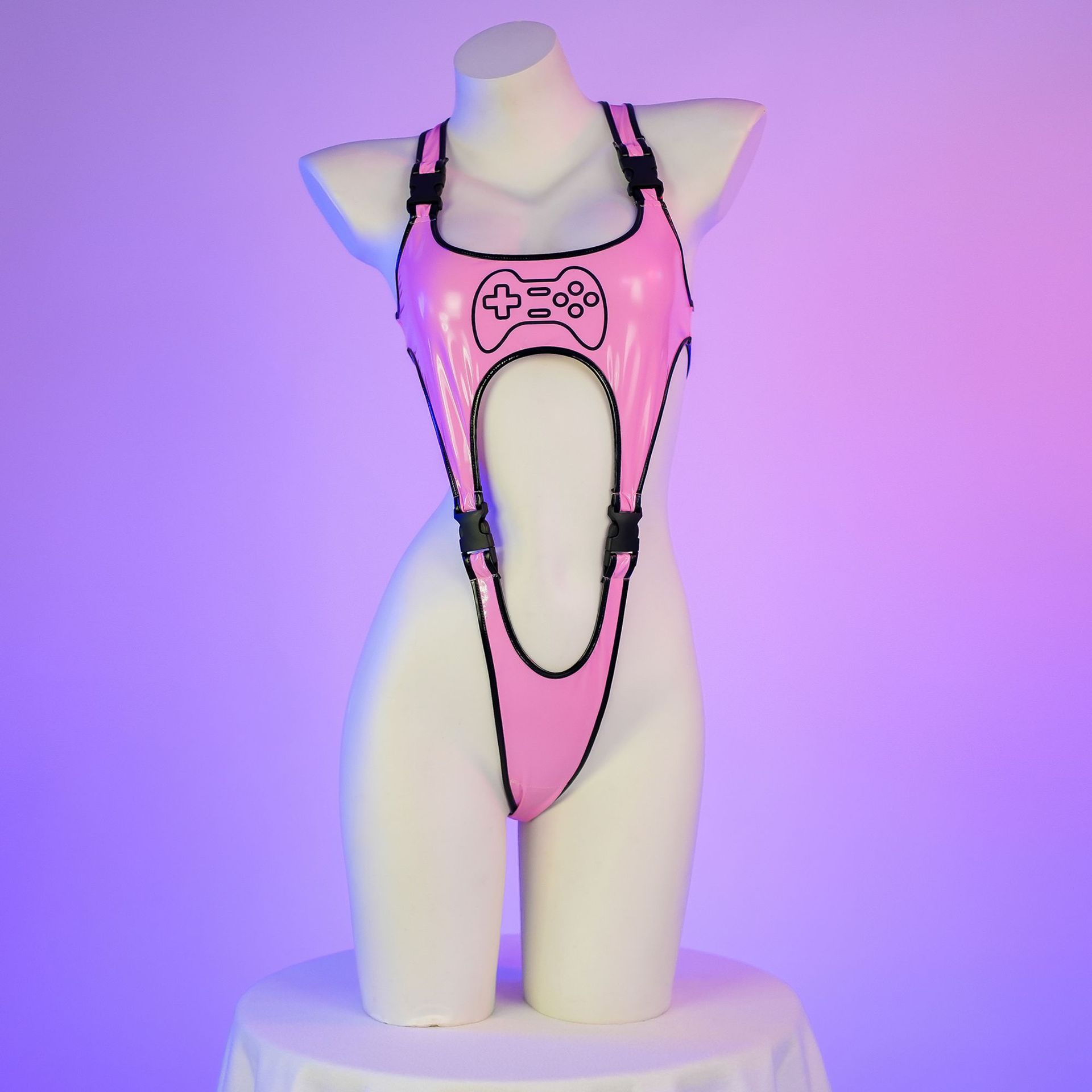 Patent leather cutout bodysuit