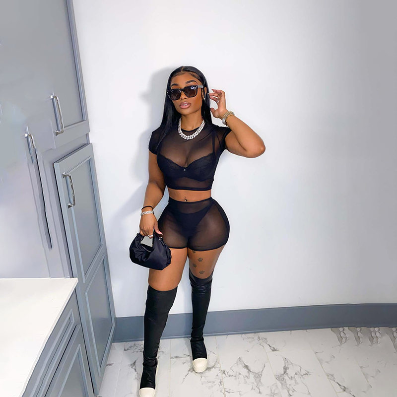 Sexy transparent slim fashion suit