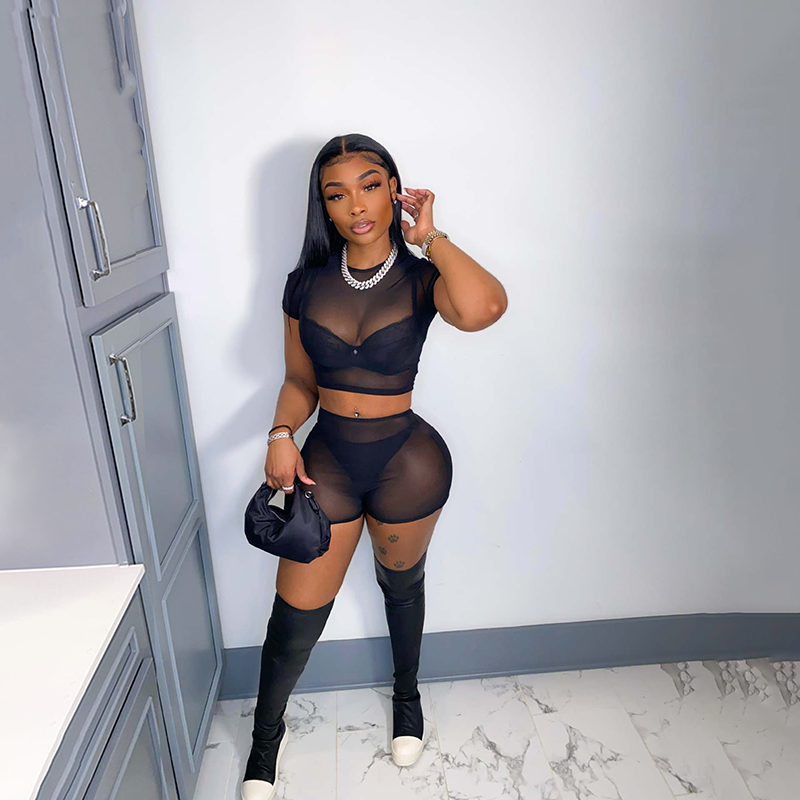 Sexy transparent slim fashion suit