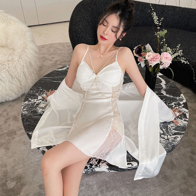 Chain ice silk suspender nightdress