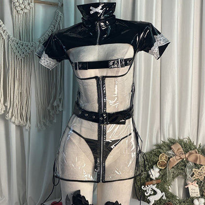 Sweetheart strapped patent leather uniform