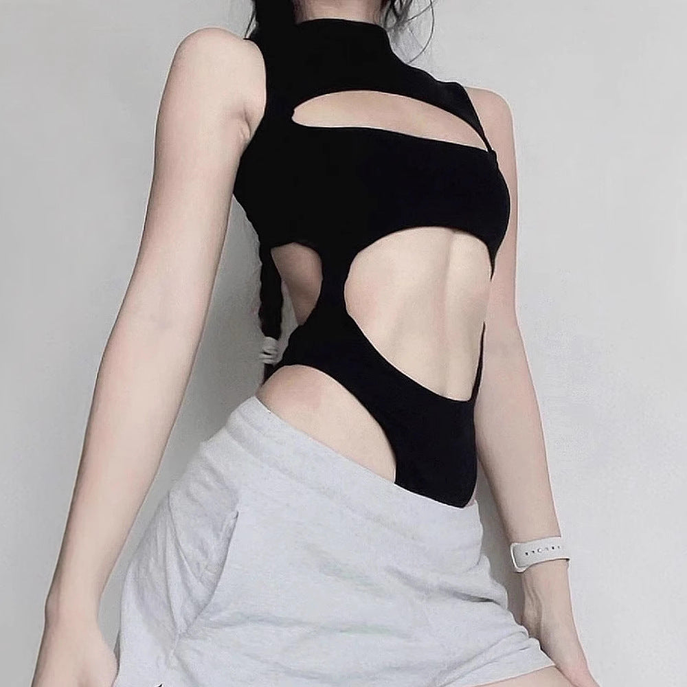 Hollow backless sleeveless jumpsuit