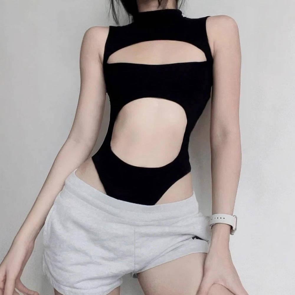 Hollow backless sleeveless jumpsuit