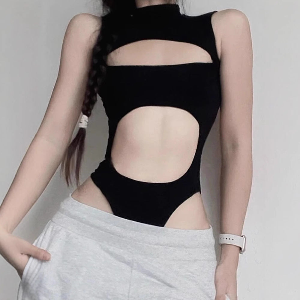 Hollow backless sleeveless jumpsuit