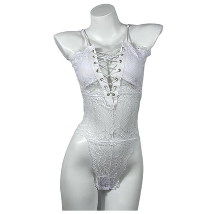 Transparent lace bodysuit suit