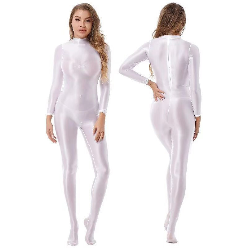 New solid color high collar tights with legs