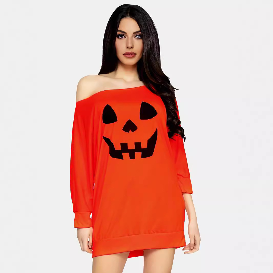 Popular pumpkin print long-sleeved sweatshirt
