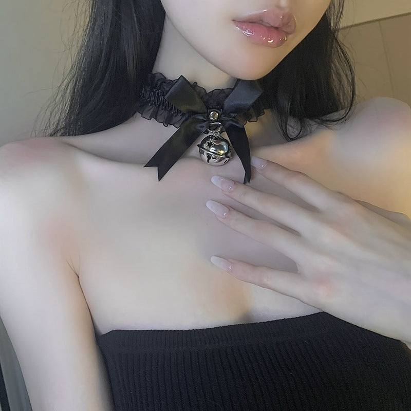 Bow bell lace choker