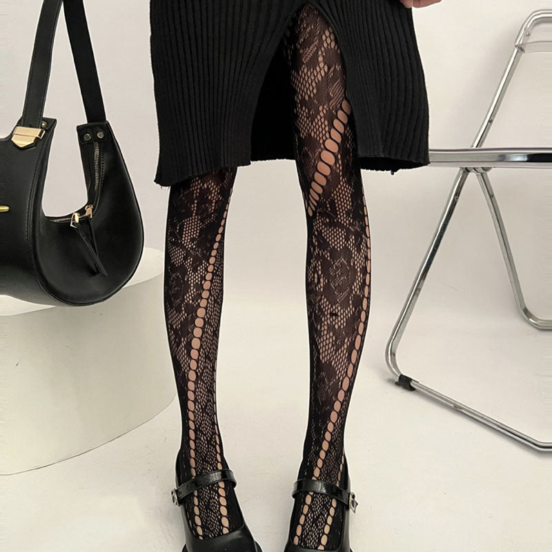 Hollow Twill Vine Lace Stockings