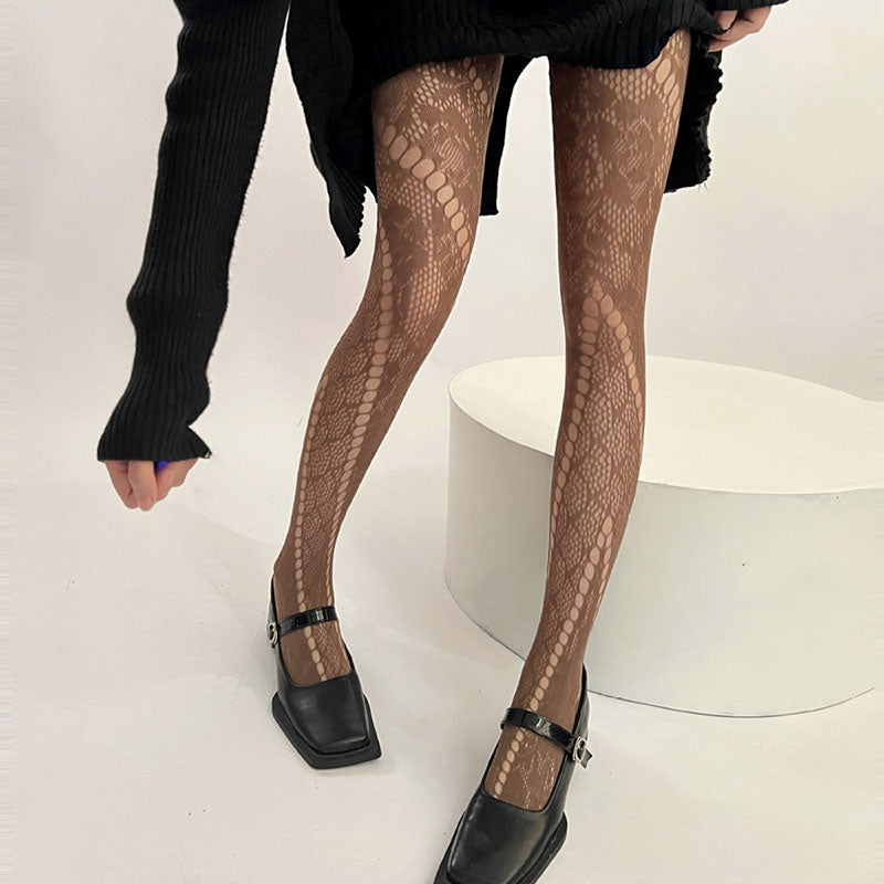 Hollow Twill Vine Lace Stockings