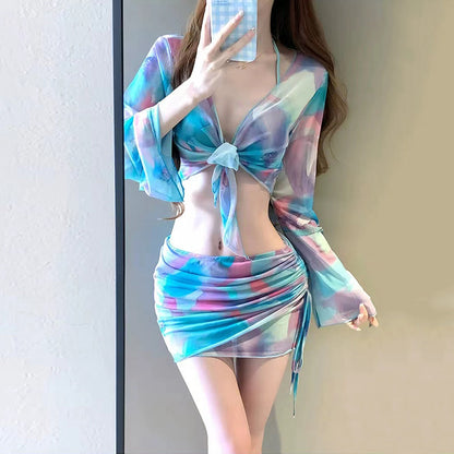 Long-sleeved fashionable printed swimsuit