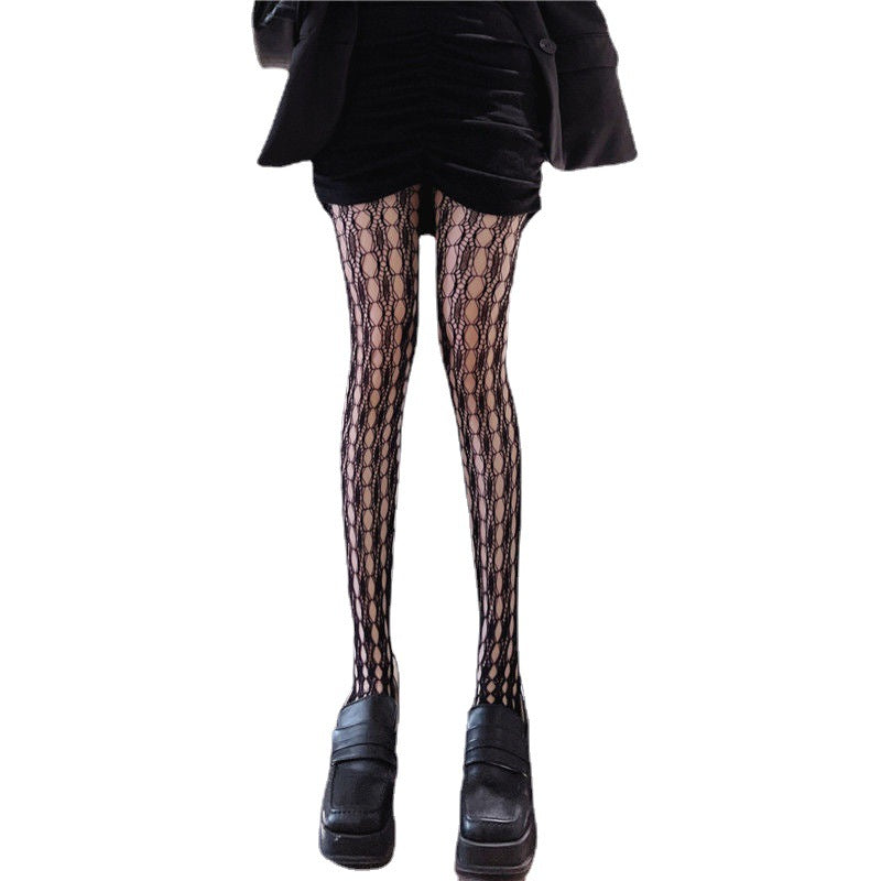 Textured hollow lace fishnet stockings