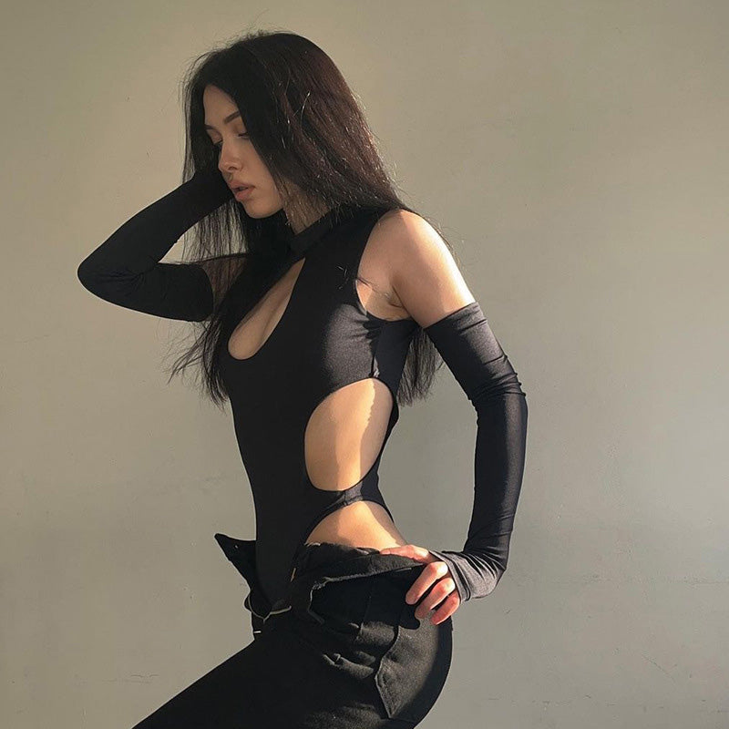 Cutout Bodycon Turtleneck Long Sleeve Bodysuit