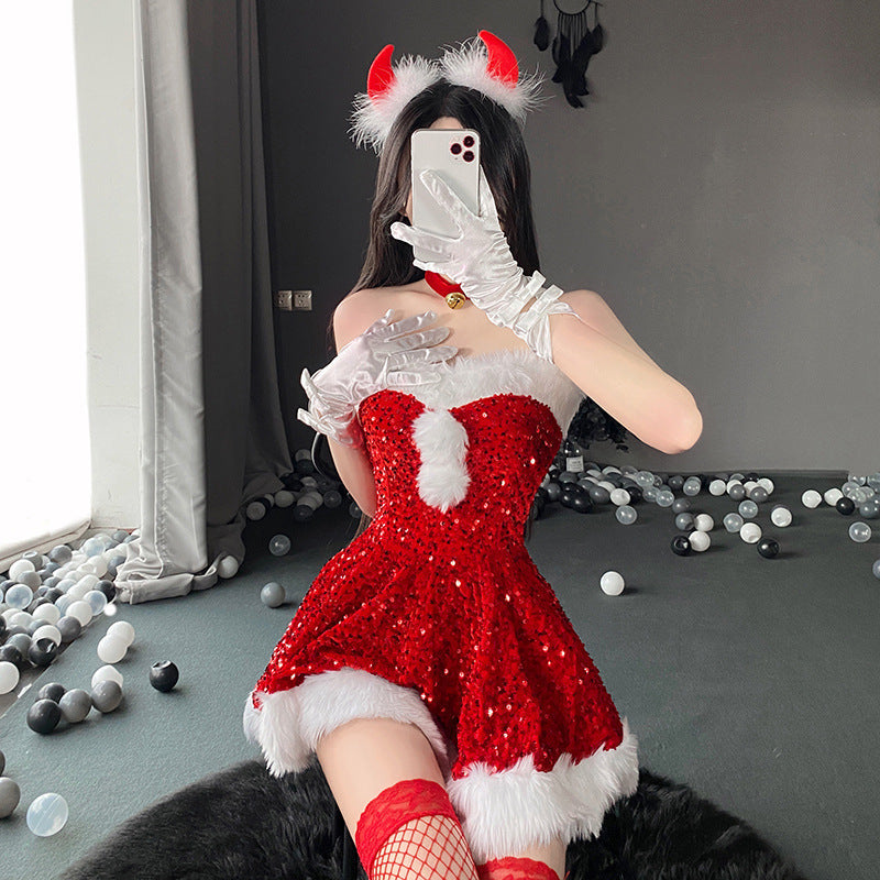 Christmas Sequin Plush Dress