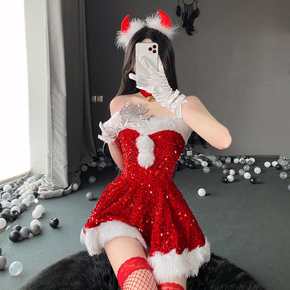 Christmas Sequin Plush Dress