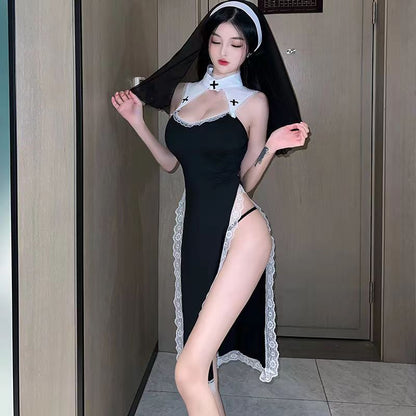 Cosplay nun uniform hollow skirt suit