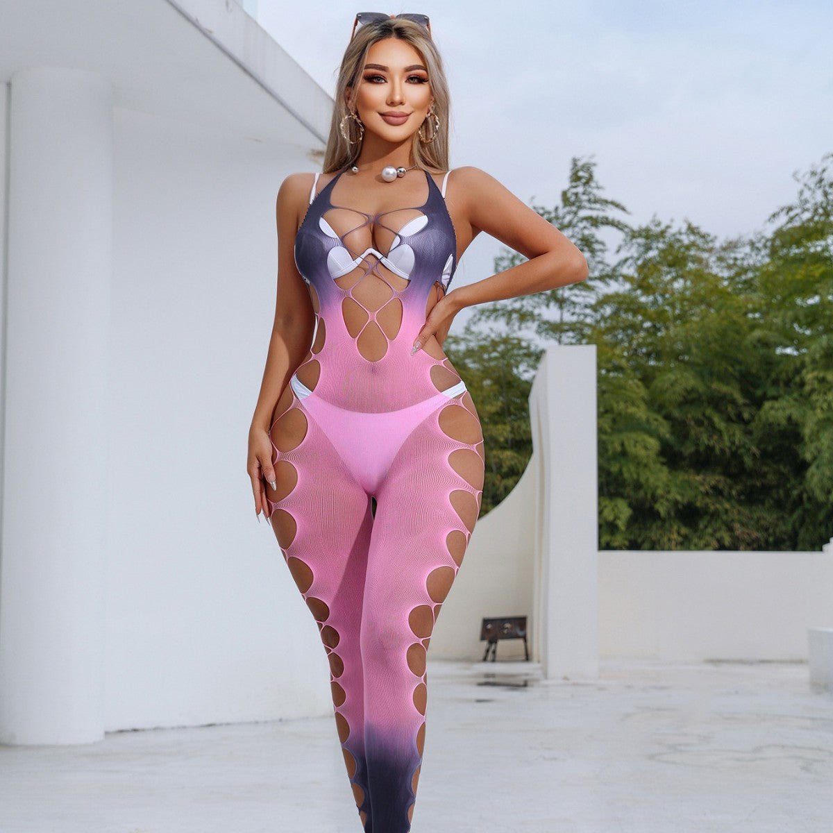 Gradient hollow tights