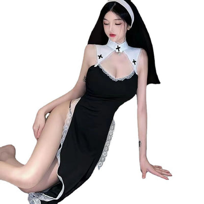 Cosplay nun uniform hollow skirt suit