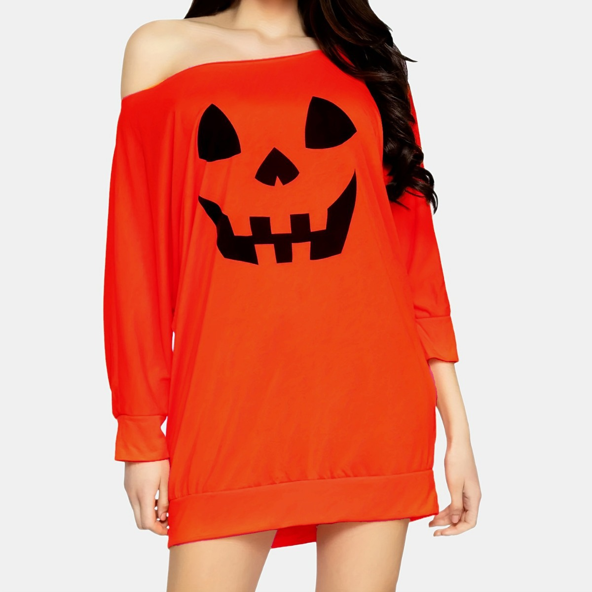 Popular pumpkin print long-sleeved sweatshirt